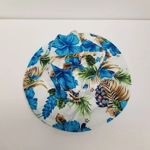 Women's Blue & White Floral Floppy Hat, Beach, Pool, Gardening, New - Picture 1 of 8