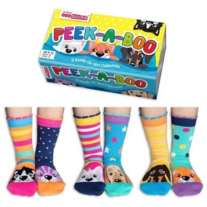 Socks For Kids Peek-A-Boo 6 Odd Funky Childrens US 9.5-13 United Oddsocks Gift - Picture 1 of 1