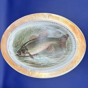 Vintage Ceramic R K Beck Serving Oval Plate Platter Trout Fish 14x10.25” - Picture 1 of 15