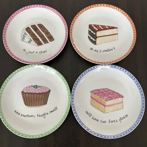 Boston Warehouse "Dessert Excuses" Cake Plates Set Of 4 2002 Nancy Green - Picture 1 of 12