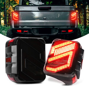 2020-2023 For Jeep Gladiator JT LED Tail Lights Smoked Brake Reverse Turn Lamps