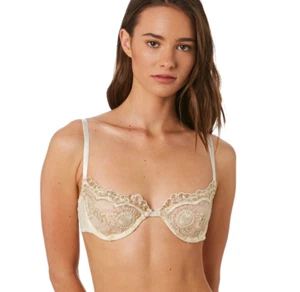 NWT KAT THE LABEL Gold Unlined Dynasty Underwire Bra L - Picture 1 of 3