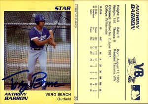 Anthony Barron Signed 1989 Star #26 Card *Autograph Den* Auto