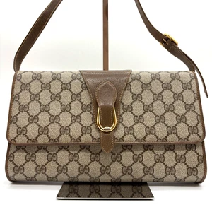 Vintage Gucci Shoulder Bag 2Way GG PVC Purse Beige Brown Authentic! - Picture 1 of 21