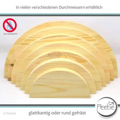 1x Holzscheibe Kiefer Leimholz 18 mm Halbkreis Tischplatte Scheibe halbrund - Bild 1 von 4