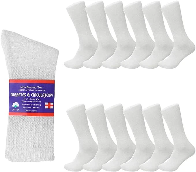 Diabetic Socks, Non-Binding Circulatory Cushion Cotton Crew Socks for Men Women - Image 1 of 1