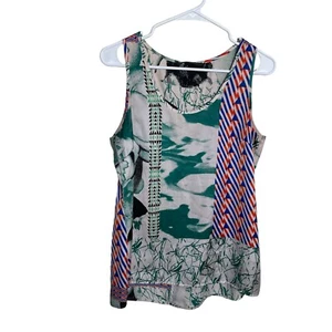 Forenza Tank Top Women's Medium Colorful Sheer Abstract Career Artsy Shirt Top - Picture 1 of 8