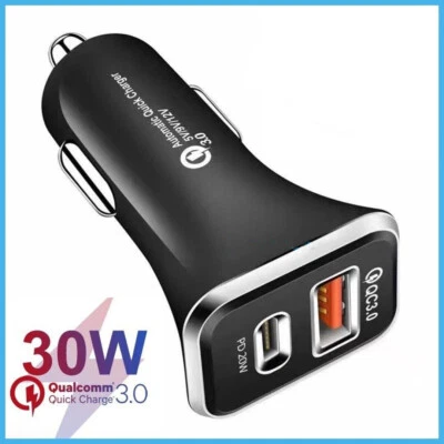 Dual USB PD Type-C Car Charger 20W Fast Charge Adapter - Image 1 of 4