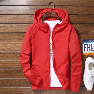 Men's Lightweight Windbreaker Waterproof Rain Jacket Hooded Coat  Outwear US - Image 1 of 4