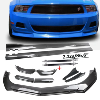 For 10-12 Ford Mustang Carbon Fiber Front Bumper Lip Chin Spoiler Body Kits Side - Image 1 of 4