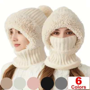 Invierno Cálido Ciclismo Sombrero Máscara Facial A Prueba de Frío Térmico Tejido Sombrero Cuello con Capucha - Imagen 1 de 18