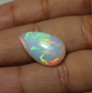 6.2 Cts 19.3x11.5 MM Echt AAA Grün Rot Gelb Feuer Äthiopische Opal Pear Cabochon - Bild 1 von 10