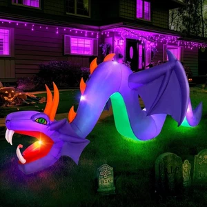 12FT Halloween Inflatable Purple Dragon w/ LEDs Blow Up Yard Decoration - Picture 1 of 5