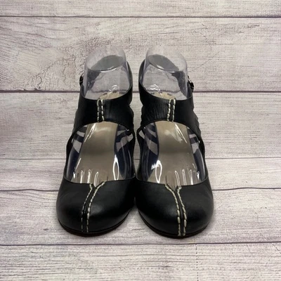 Max Studio Cuero Negro Blanco Costura Tacones Talla 9 Correa para el Tobillo Foto 1 de 4