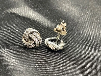 Aretes de colección auténticos Pandora Love Knots ALE plata esterlina 925 circonita cúbica Foto 1 de 4