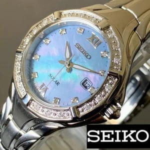 New Seiko Luxurious Diamond 28 Stones Solar SEIKO Ladies Watch - Picture 1 of 4