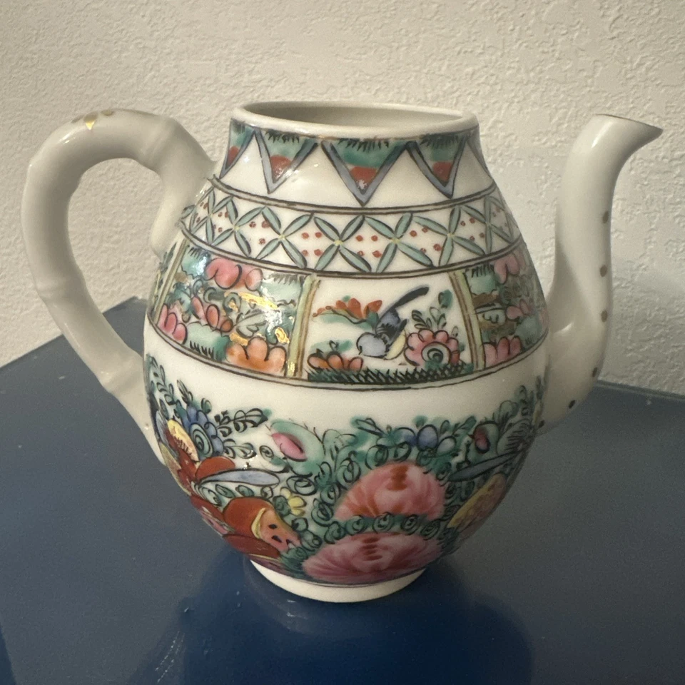 Tetera de porcelana medallón rosa familia Qing china antigua Japón ACF antigua RARA  Foto 1 de 4