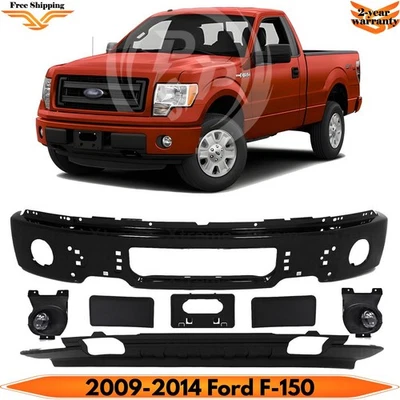 Front Bumper Primed Steel & Fog Lights Assembly Kit For 2009-2014 Ford F-150 Foto 1 de 4