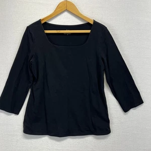 T-shirt Jill manica 3/4 super morbida collo quadrato donna M nera elasticizzata - Foto 1 di 9