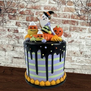 Purple Green Faux Cake Ghost Pumpkin Candy Corn Cookies 8" Halloween Candies BOO - Picture 1 of 7