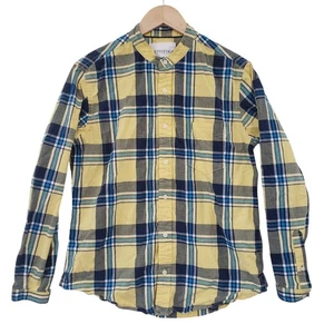 Aeropostale Mens Yellow Blue Plaid Long Sleeve ButtonDown Shirt Size M Casual - Picture 1 of 4
