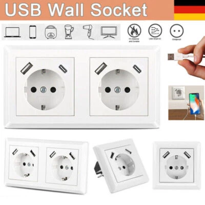 Steckdose mit USB-A & USB-C max. 3.400 mA Schnellladung passend für GIRA 55 Weiß - Bild 1 von 4