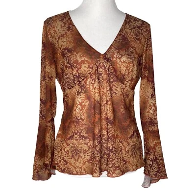 Blusa Route 66 Talla Grande Mangas Campana Cuello en V Abertura Lateral Semi Transparente Ligera Foto 1 de 4