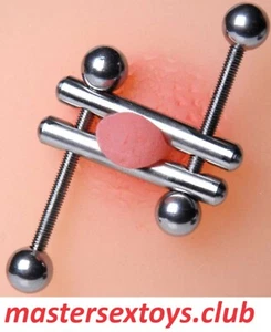 Twin Screws Nipple Press Clip On Ring Master Series Stainless Steel Slave Sexy ! - Picture 1 of 5