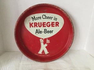 USED KRUEGER ALE-BEER TRAY,WELL WORN AROUND EDGE ALSO SHOWS SOME RUST SPOTS.1930 - Picture 1 of 4