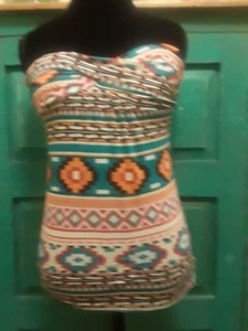 womens/Juniors Bella D sleeveless Top/ Bathing  top, Tribal Aztec Pattern Sz M - Picture 1 of 6