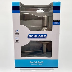 Neu Schlage Akzent Satin Nickel Sichtschutz Bett & Bad Türschloss Griff kostenloser Versand - Bild 1 von 7