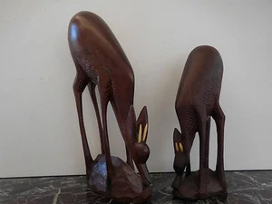 statuettes bois gazelles Afrique Gambie fait main CURIOSITY by PN - Imagen 1 de 12