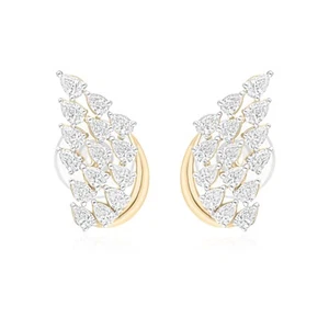 1.80 Ct Lab Grown CVD Pear Diamond Cluster Earrings Solid 18k Yellow Gold Gift - Picture 1 of 10