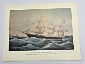 Impresión de libro Currier Ives 1968 9"x12" Clipper Ship Dreadnought Golden Light - Imagen 1 de 5