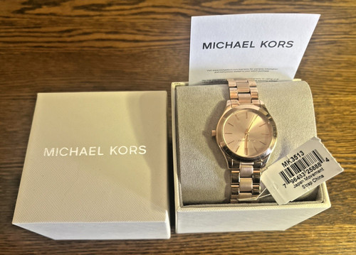 Orologio Donna Michael Kors Mini Slim Runway 34mm Acciaio Quadrante Rosa Quarzo MK3513