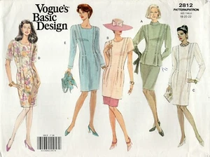 Vogue 2812 Fitted Dress, Tunic & Top w Front & Back Pleats & Skirt Sz 18-22 UC - Picture 1 of 6