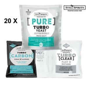 20x Still Spirits Pure Turbo Levadura Carbono Transparente Kit Completo Preparación Casera - Imagen 1 de 5