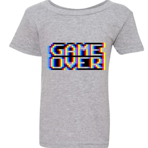 Game Over Gaming Funny Gamer Retro Sport Grey T-Shirt Tee Top Baby Kids Boy Girl - Picture 1 of 3