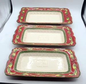 Fitz and Floyd~St. Nick Christmas Holiday Nested Ceramic Trays~Set 3~NEW w/Box - Picture 1 of 5