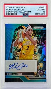 Rickea Jackson 2024 Panini Prizm WNBA Teal Auto #28/35 LA Sparks RC PSA 10 - Picture 1 of 2