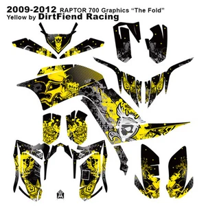 Raptor 700 Graphics 09-12 DFR “Fold” Yellow Full Wrap Raptor700 ATV Decal Wrap - Picture 1 of 6