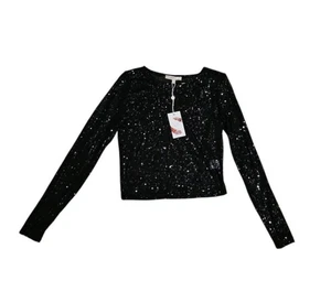 Chelsea & Violet Size S Black On Black Sequin Long Sleeve Ladies Blouse/SQ - Picture 1 of 3
