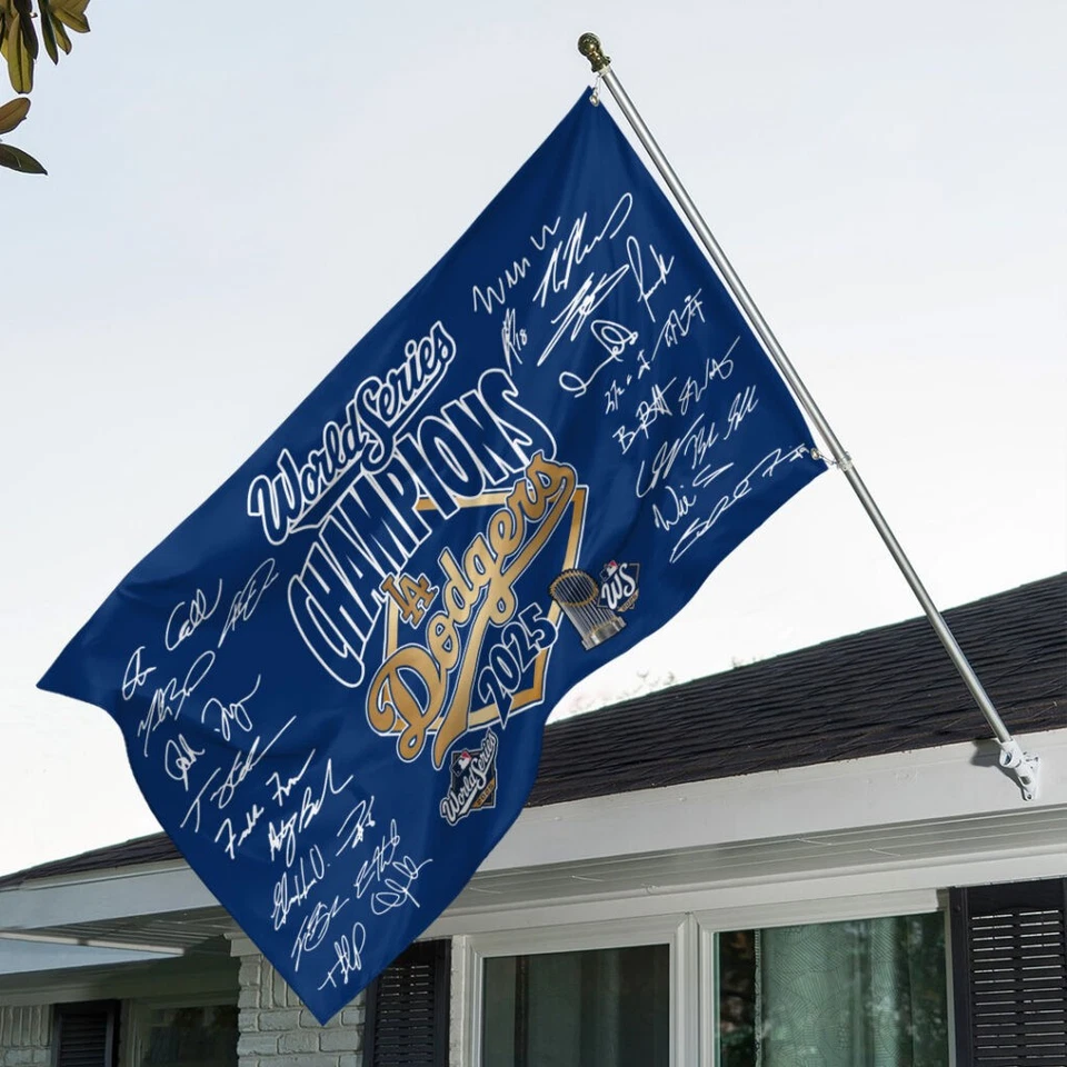 LA Dodgers 2025 World Series Champions 3D Double-side House Flag - Image 1 of 3