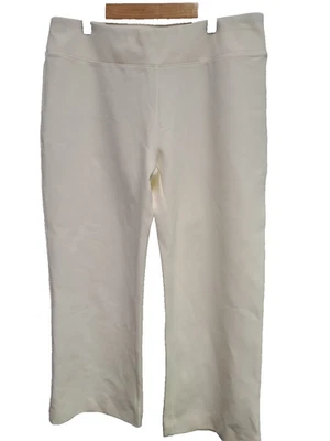 Pantalones de tobillo ancho tejido elástico cómodo Joan Vass talla crema talla 3P/16 Foto 1 de 4