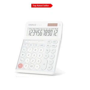 Large Display Solar & Battery Desk Calculator with Tax Function, 12-Digit, Wh... - Picture 1 of 14