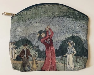 Monedero de golf Tolon vintage años 70 80 EE. UU. pequeña bolsa de cambio tapiz de 7" - Imagen 1 de 22