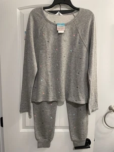 SPLENDID X Gray Malin 2 Piece Embroidered Parasol Jogger Set. Gray. NWT. Large - Picture 1 of 23