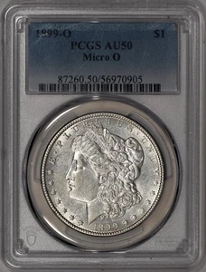1899-O Micro O Morgan Silver Dollar $1 PCGS AU50 - Fully White! - Picture 1 of 3