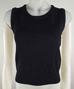 St John Sport Essentials Wool Blend Ribbed Trim Black Tank Shell Cami Sweater M - Picture 1 of 6