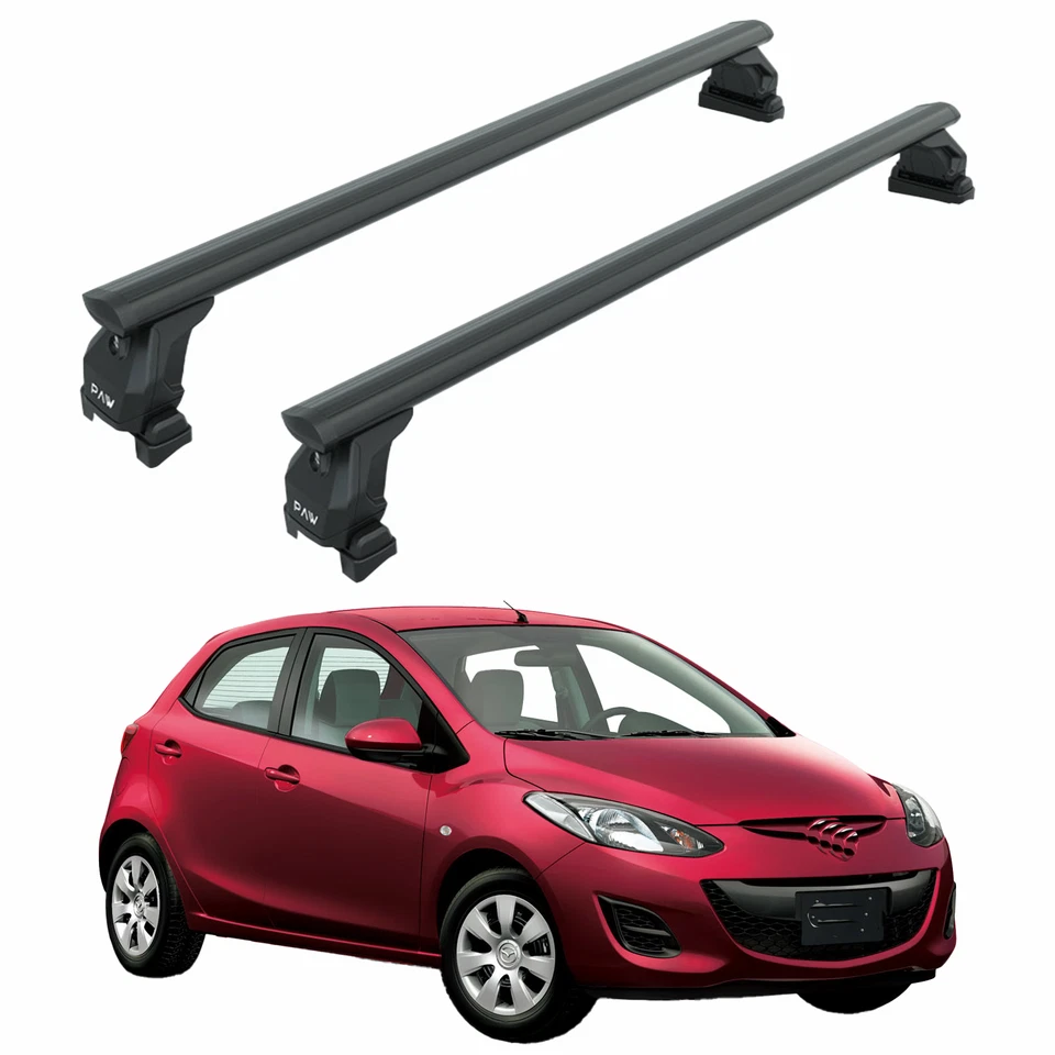 Barras transversales de techo para Mazda serie 2 2007-2015 punto fijo negro Foto 1 de 4